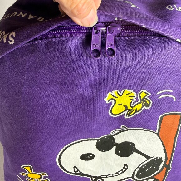 Vintage 1980\'s Peanuts Charlie Brown Snoopy Backpack Bag Purple Canvas Joe Cool main image 8